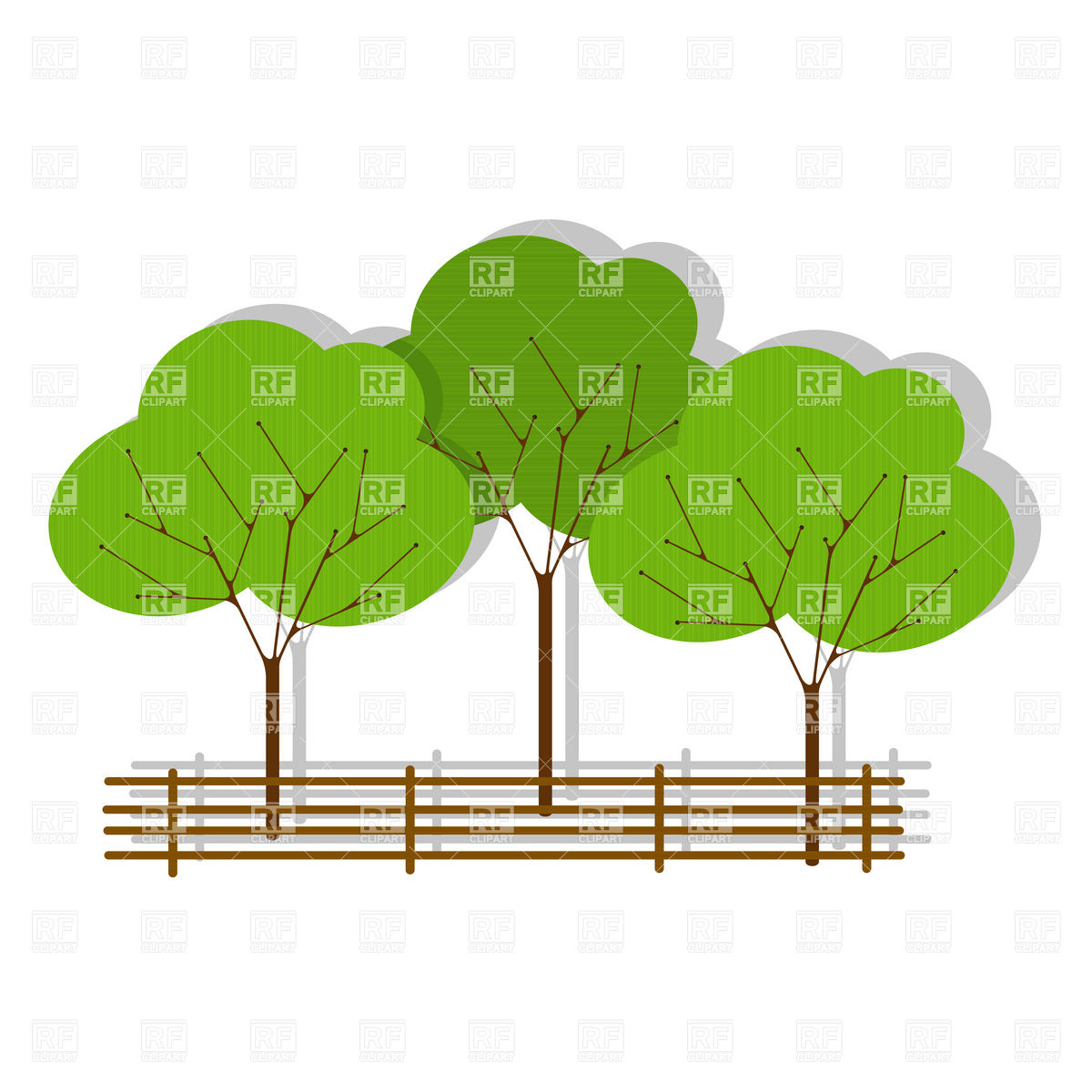     Forest Trees And Fence Download Royalty Free Vector Clipart  Eps