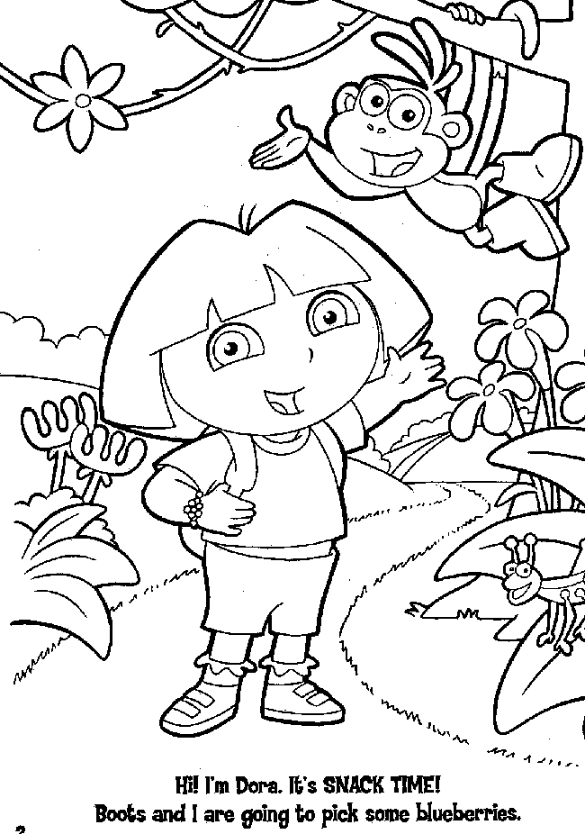 Free Snack Time For Dora The Explorer Coloring Sheets For Kids To