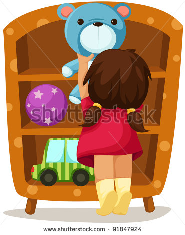 Illustration Of Isolated Girl With Toys On White Background   Stock