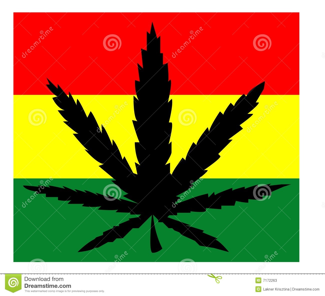 Rastafarian Reggae Flag With Marijuana Leaf