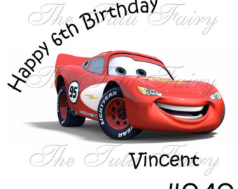 Red Cars Car Lightning Mcqueen Race Personalized Birthday Party Boy    