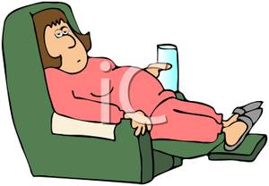     Sitting With Her Feet Up In A Lounger   Royalty Free Clipart Picture