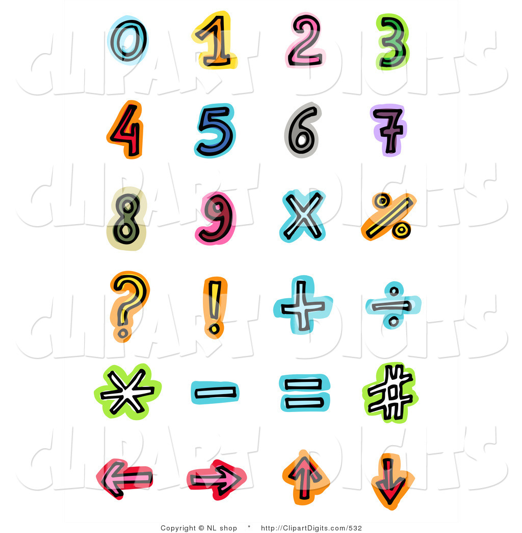 Vector Clip Art Of A Digital Collage Of Colorful Mathematic Numerals