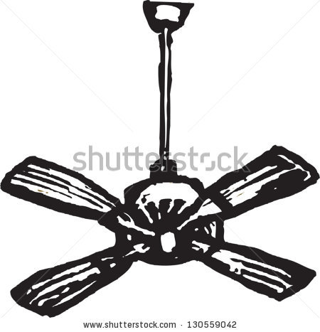 White Ceiling Fan Stock Vector Black And White Vector Illustration Of