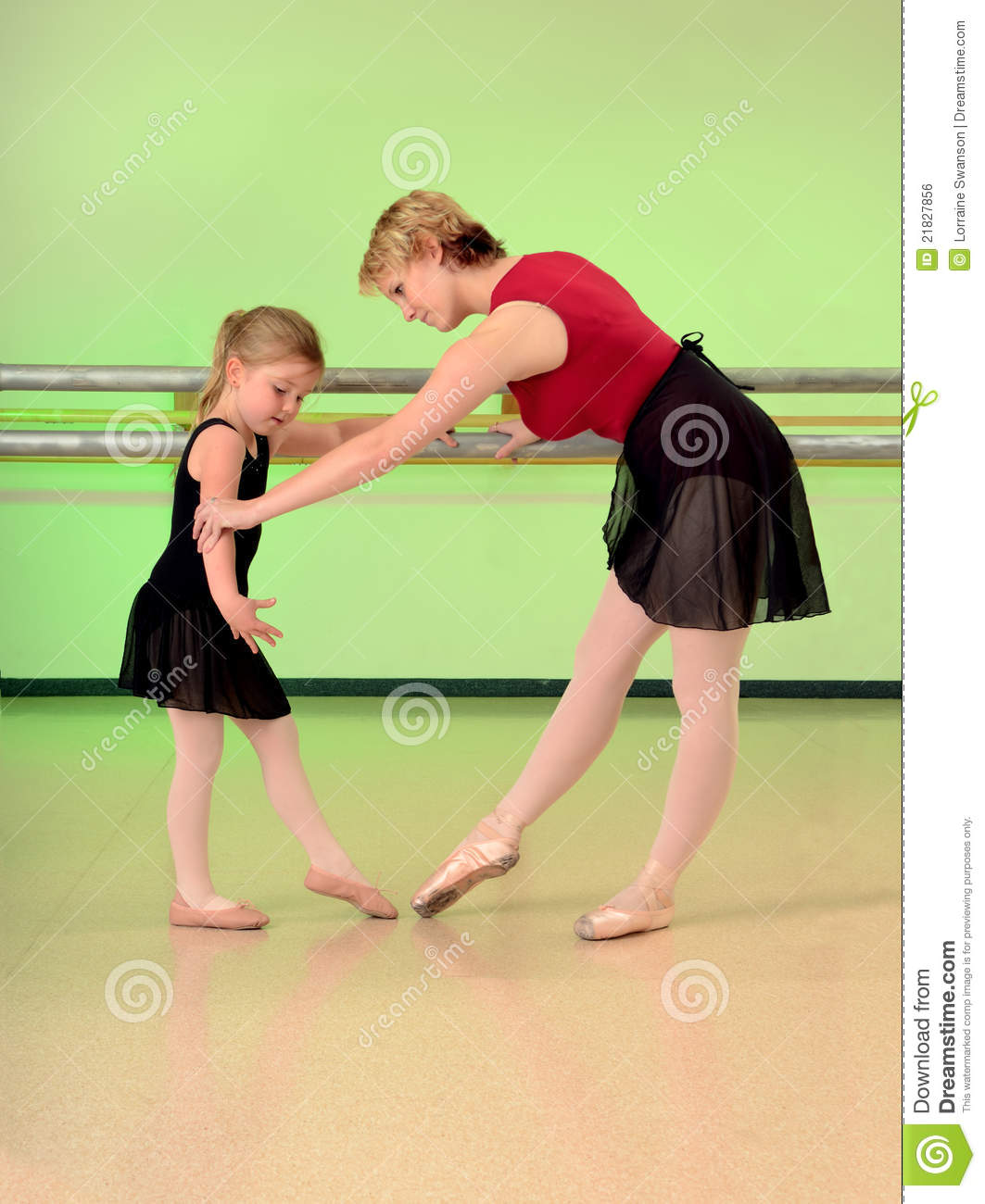 Ballet Teacher With Girl Dance Student Royalty Free Stock Image