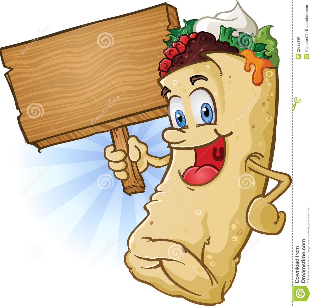 Burrito Character Holding Sign Stock Photo   Image  26798130
