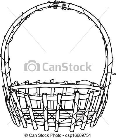 Clipart Vector Of Wicker Basket Outline Vector   Image Of Empty Wicker    