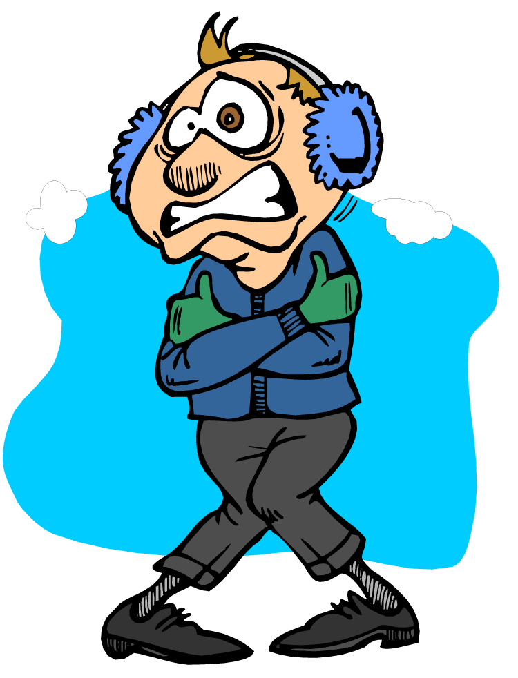 Cold Cartoon Guy Shivering To Death    Vector Of A Cold Cartoon Man