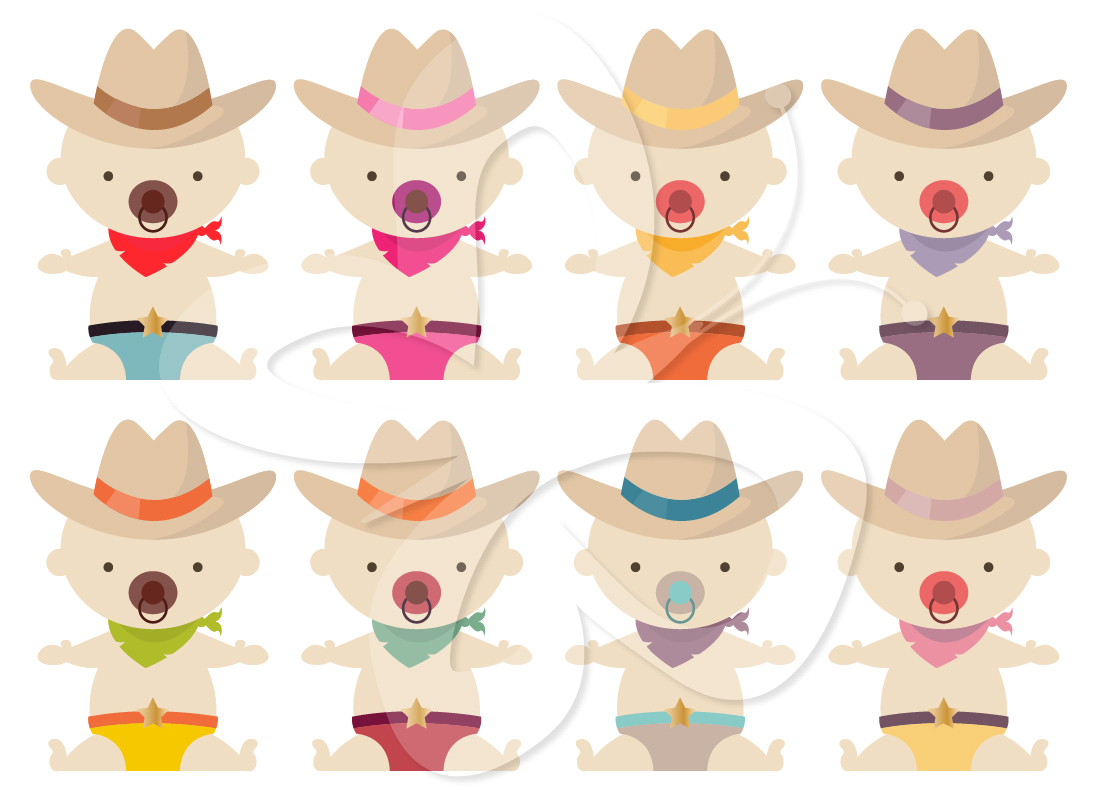 Cowboy Baby Clip Art Set   Creative Clipart Collection