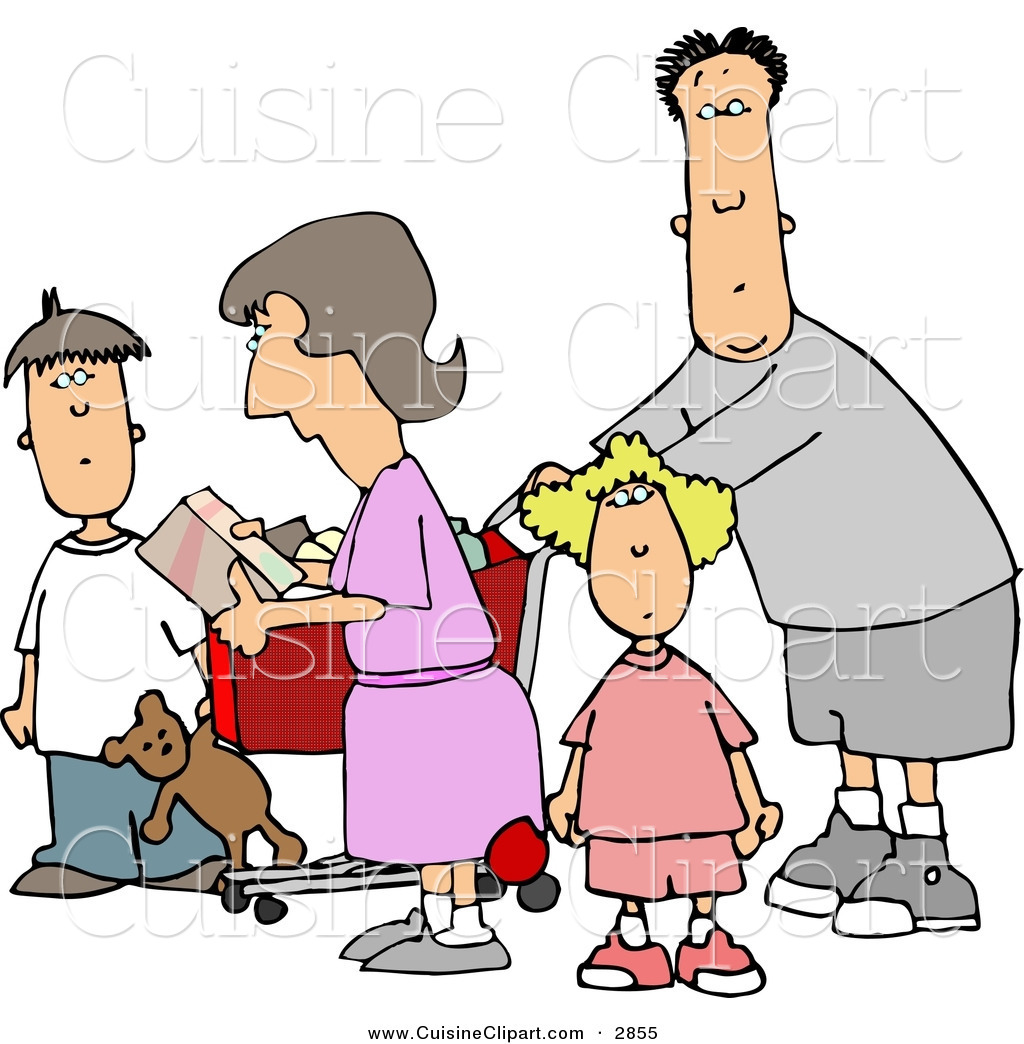 Cuisine Clipart Of A Bored Family Grocery Shopping Together By Djart