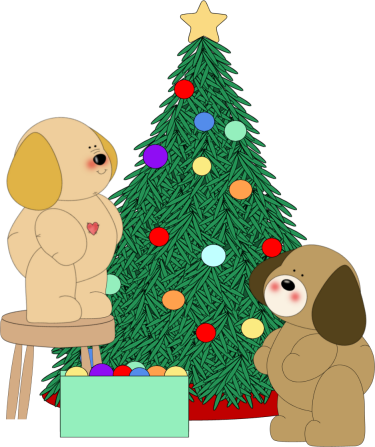 Decorating Christmas Tree Clip Art   Dogs Decorating Christmas Tree
