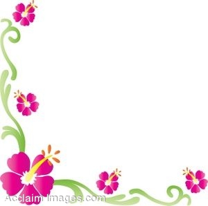 Flower Border Description Clip Art Of A Hibiscus Flower Border Clipart    