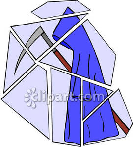 Grim Reaper Seen In A Broken Mirror Royalty Free Clipart Picture