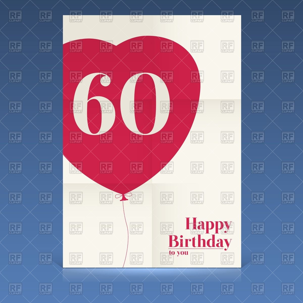 Happy Sixty Years Birthday   Paper Poster With Heart Shaped Balloon