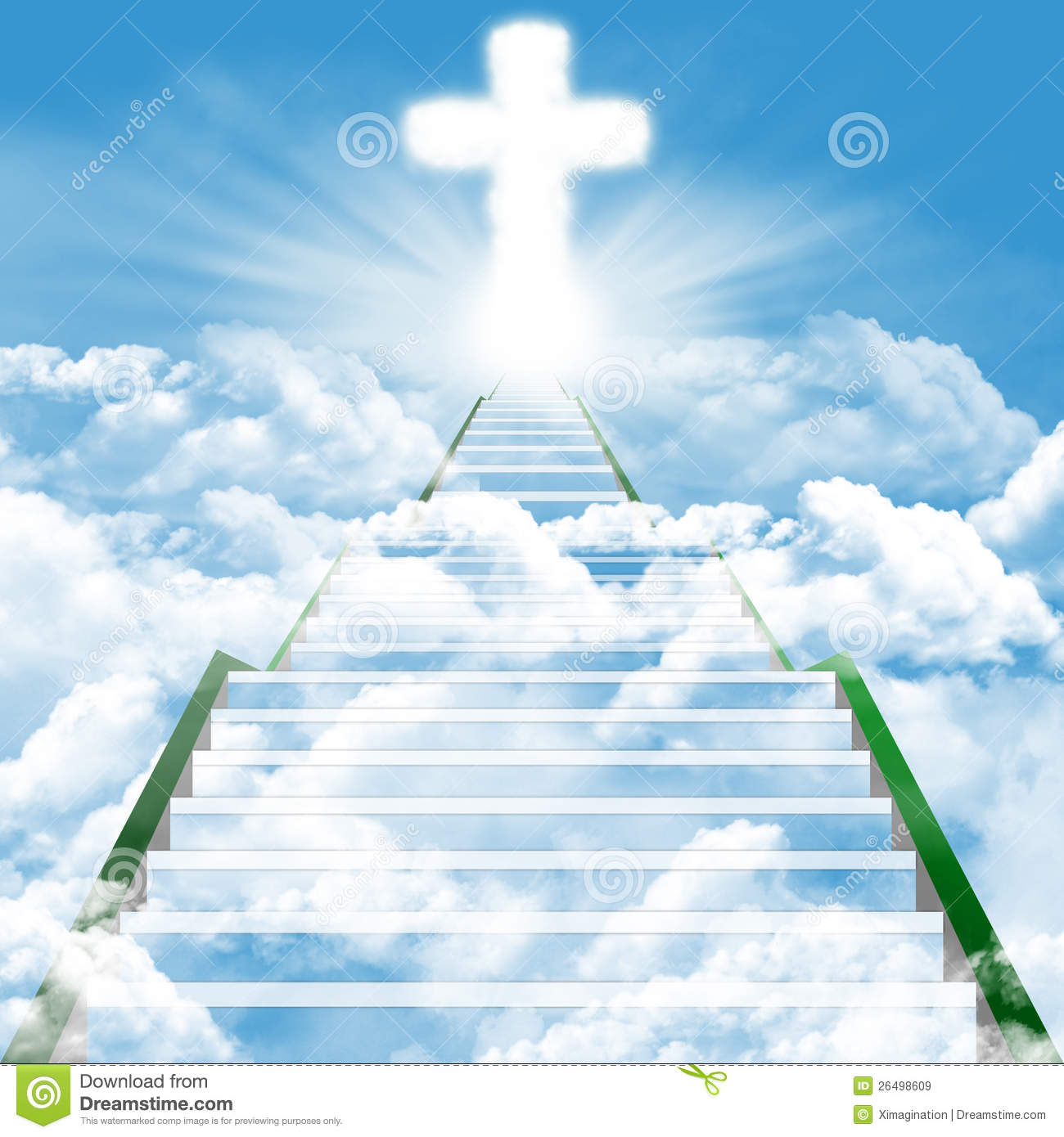 Illustration Of A Ladder Leading Upward To Heaven