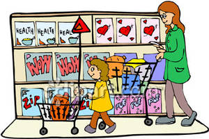 Kids Grocery Shopping Clipart