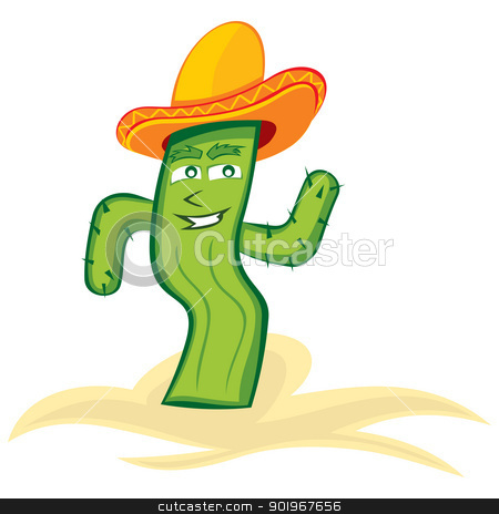 Mexican Cactus Stock Vector Clipart Illustration Of Dancing Cactus In