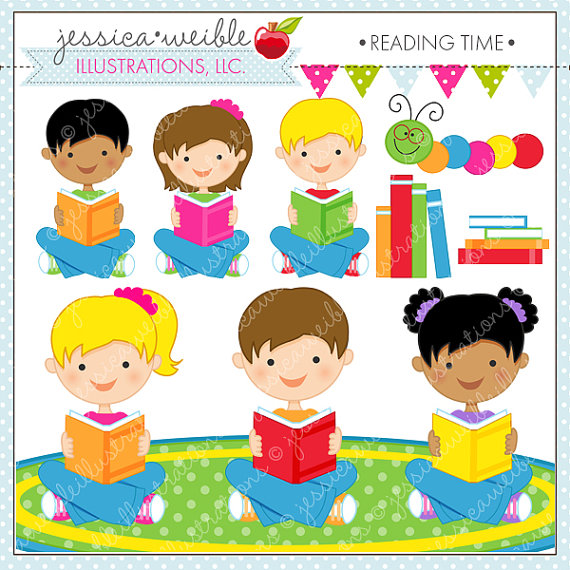 Reading Time Cute Digital Clipart For Commercial Or Personal Use Kids
