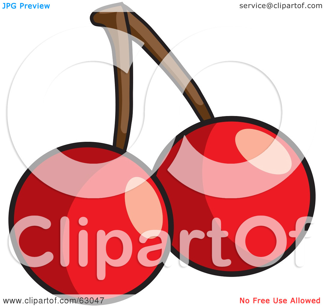 Royalty Free  Rf  Clipart Illustration Of Two Shiny Red Bing Cherries