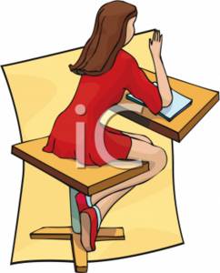 School Clipart Of A Girl Sitting At Her Desk