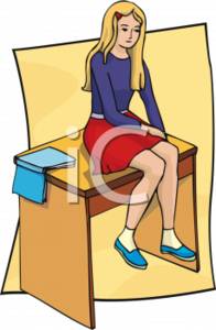 School Clipart Of A Girl Sitting On Her Desk