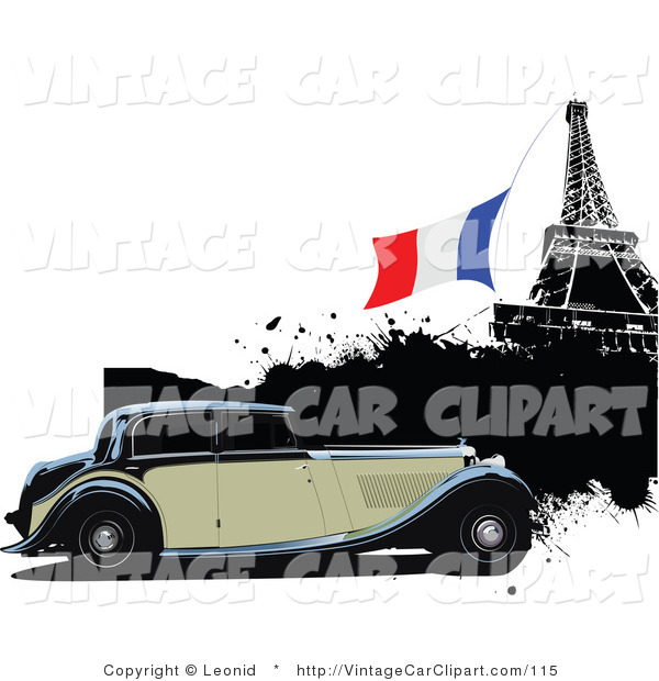 Tan Vintage Car In Paris Vintage Car Clip Art Leonid