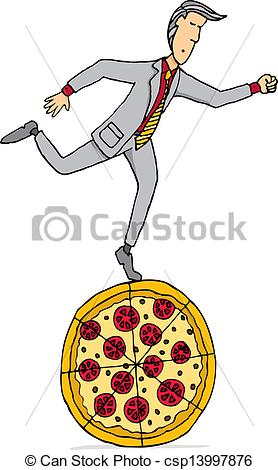 Vector   Eating At The Office   Pizza Lunch   Stock Illustration