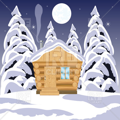 Wooden House In Winter Wood 91415 Download Royalty Free Vector