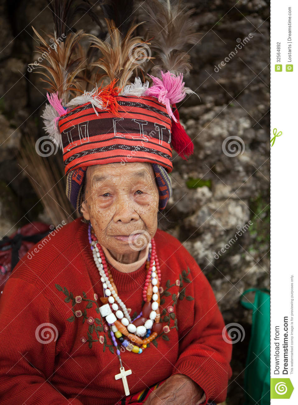 18 2013   A One Hundred Year Old Ifugao Filipino Woman Wearing Native