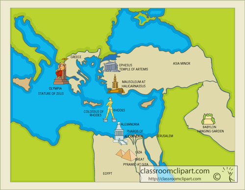 Blank Map Of The Seven Wonders Ancient World