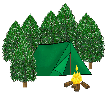 Camping Clip Art   Large Green Tent And Campfire