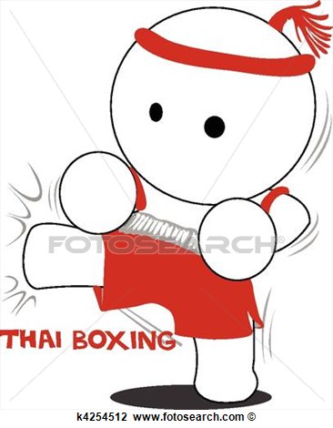 Cartoon Thai Boxing And Kick View Large Clip Art Graphic