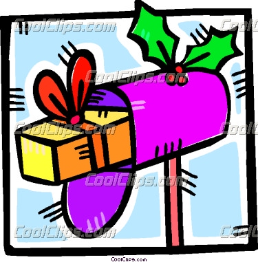 Christmas Gift In A Mailbox Vector Clip Art