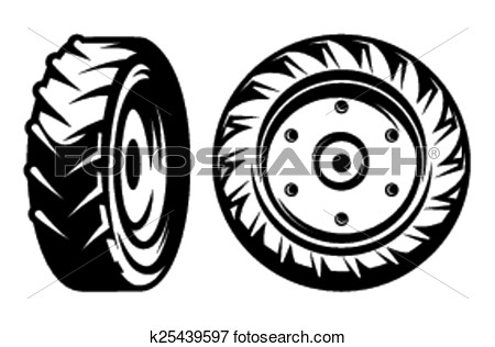 Clip Art   Vector Set Of Tractor Tire Clipart