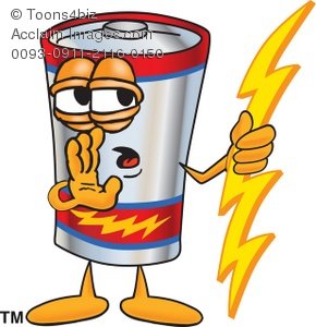 Clipart Cartoon Battery Telling A Secret   Acclaim Stock Photography