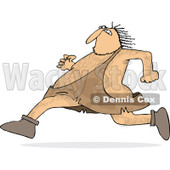 Clipart Of A Hairy Caveman Running   Royalty Free Vector Illustration