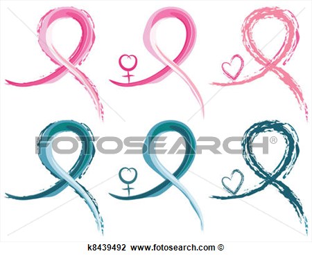 Clipart Of Breast Cancer And Ovarian Cancer Ribbons K8439492   Search