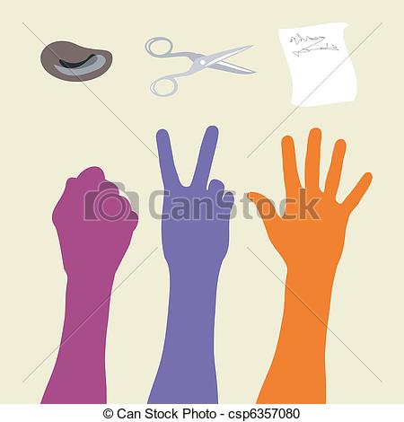 Clipart Of Rock Paper Scissors Hand Sign   Vector Illustration Rock