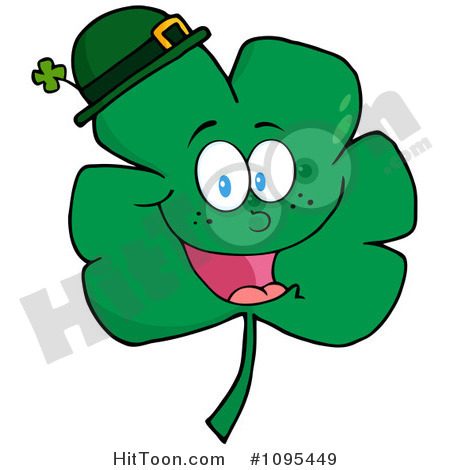 Clipart Outlined Happy Smiling St Patricks Day Shamrock Wearing A Hat