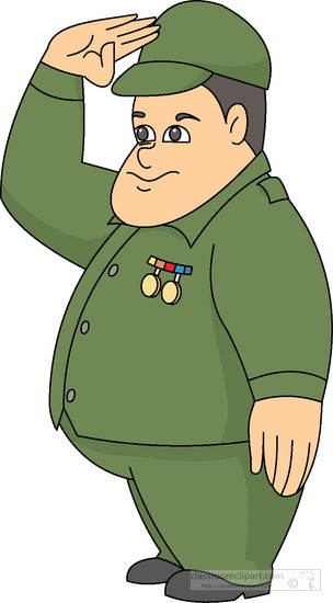 Download Army Man Saluting Cartoon Style Clipart 591412a