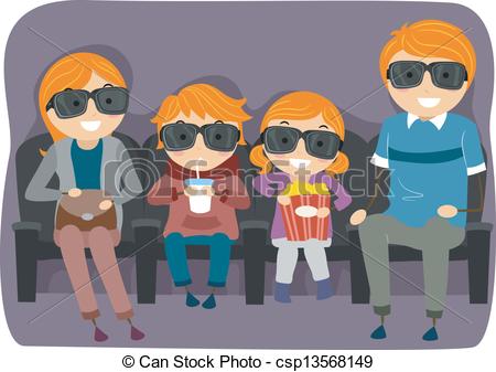 Family Watching A 3d Or 4d Movie   Csp13568149