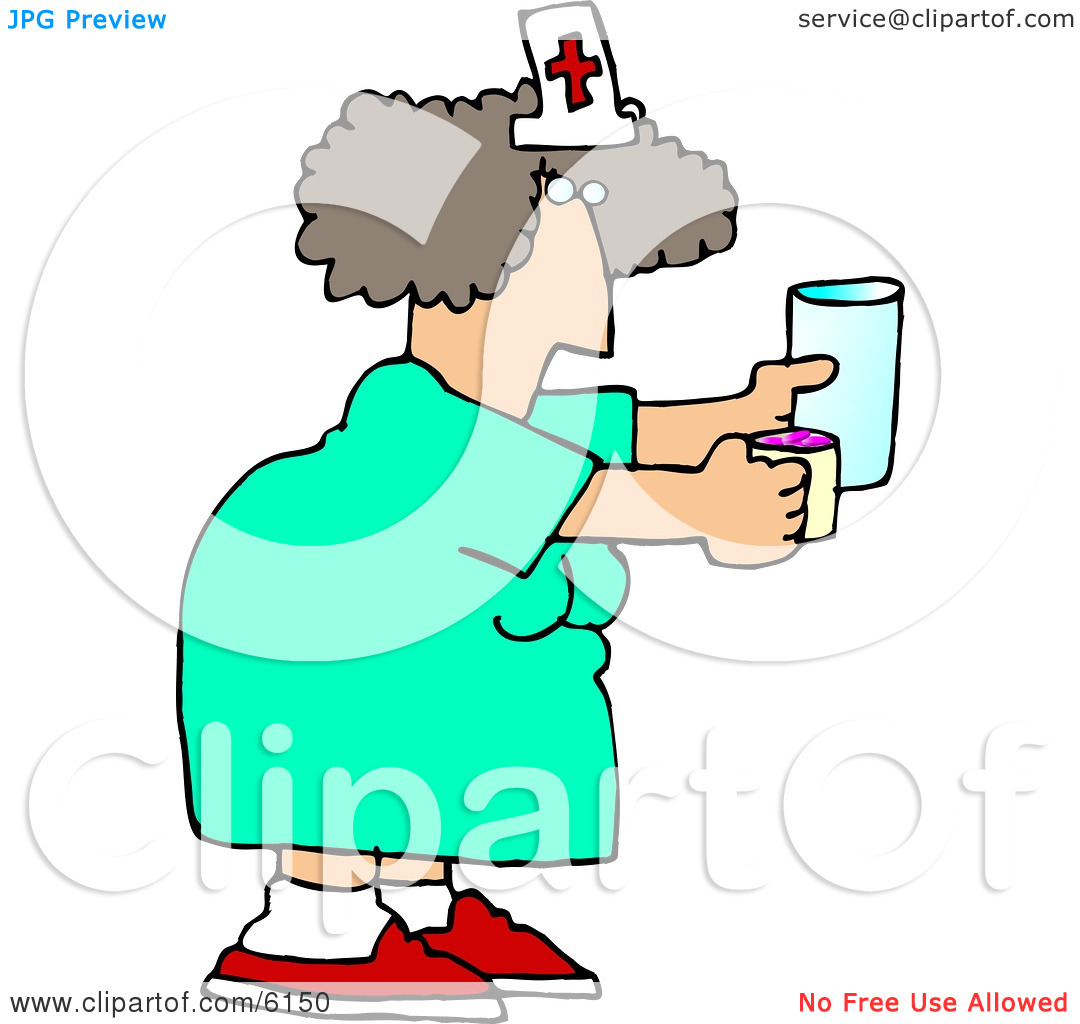 Female Nurse Holding A Pill Cup And A Glass Of Water For A Patient At