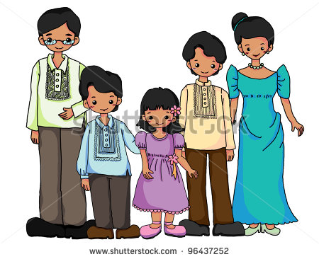 Filipinos Family In Filipinos Traditional Costume Stock Photo 96437252
