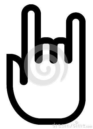 Hand Outline Vector Rock Hand Outline Icon Black Vector Sign Horns