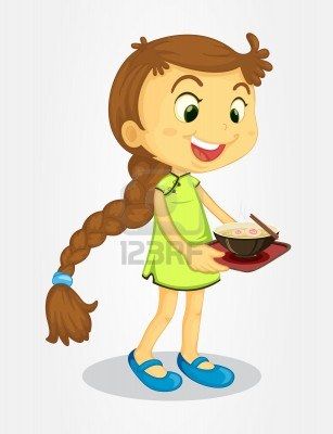 Illustration Of A Long Haired Girl With Noodles Stock Photo   13233411