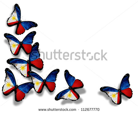 Philippine Flag Butterflies Isolated On White Background Stock Photo