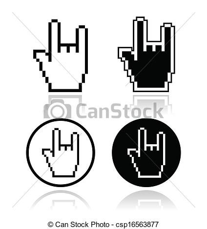 Rock Sign   Black Pixelated Hand      Csp16563877   Search Clipart