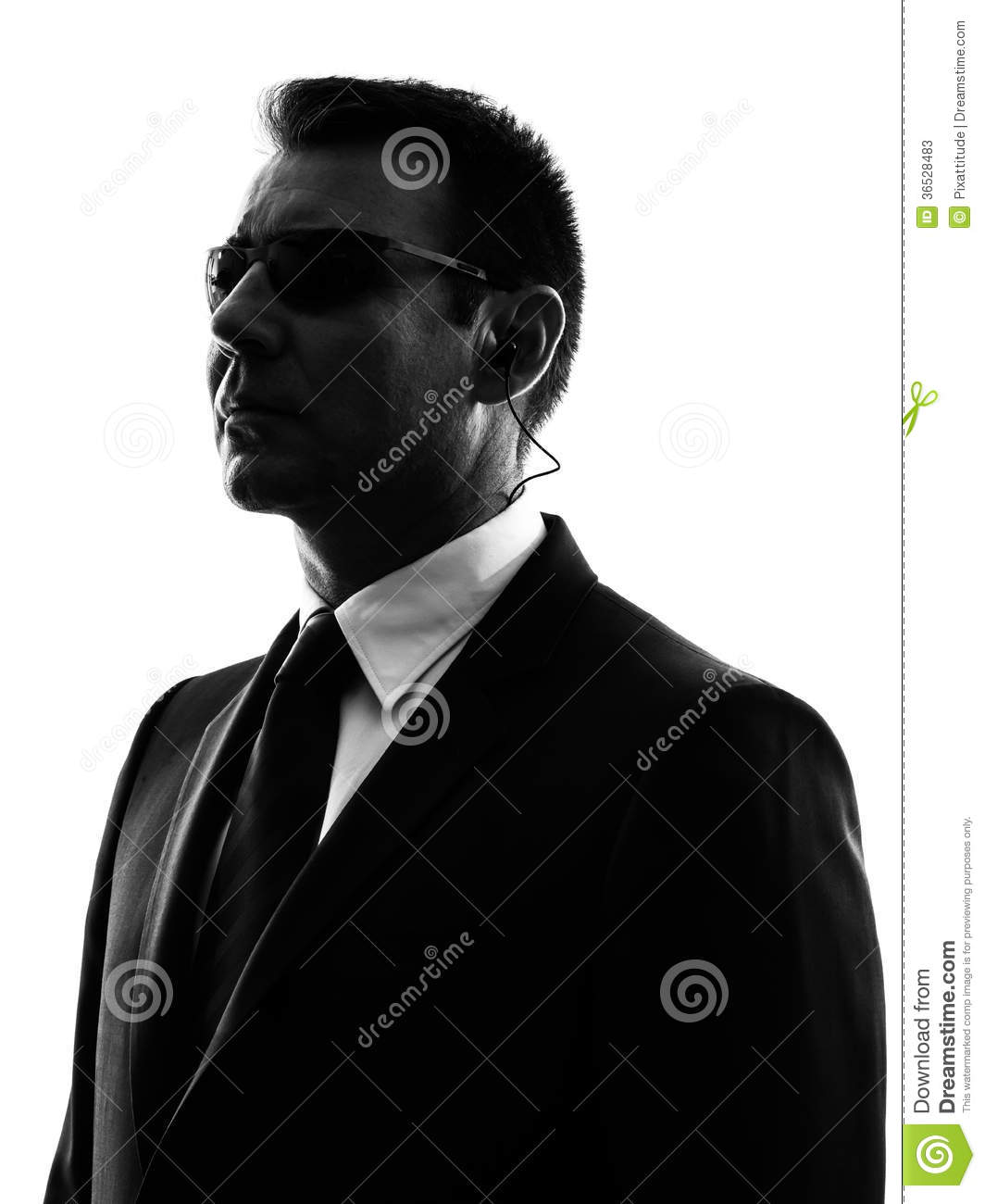 Secret Service Security Bodyguard Agent Man Silhouette Stock Photos