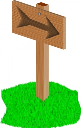 Sign Wooden Arrow Cartoon Grass Post Lawn Directions Signpost