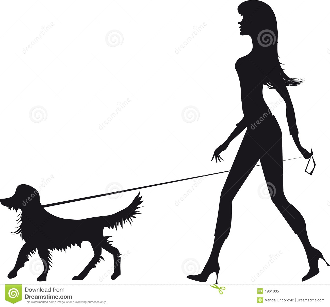 Silhouette Of A Girl And A Dog Royalty Free Stock Photo   Image